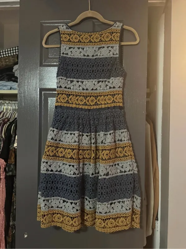 $228 Anthropologie Maeve Striated Lace Dress Size 0 Vintage Anthro - Image 5