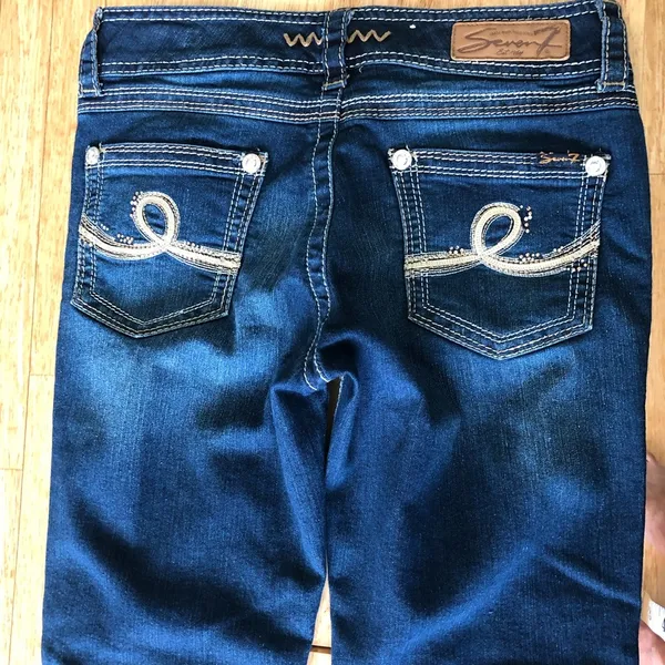 SEVEN 7 Low Rise Medium Wash Distressed Blue Denim Skinny Jeans Women's Size 28 - Image 10