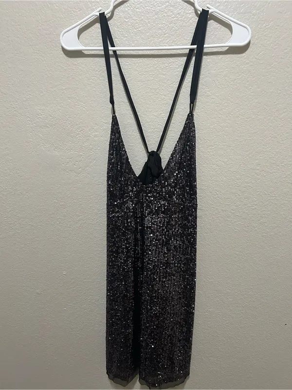 NWT Intimately Free People Gold Rush Sequin Mini Dress Medium Glam Party - Image 5