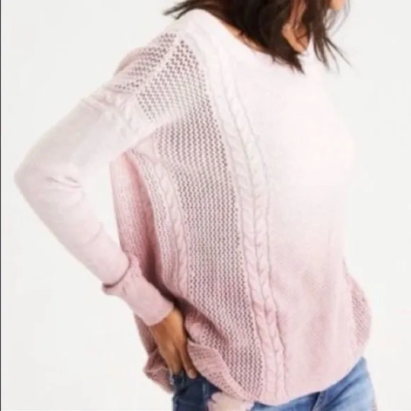 American Eagle Outfitters Ombré Light Pink Cable Knit Sweater - Image 2