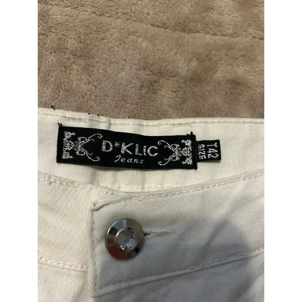 D*Klic White Jeans Size 34 inches Tall Denim Bedazzled Pockets NWT UK - Image 10