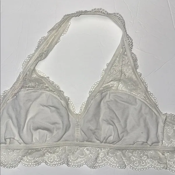 Aerie Lace Halter Bralette - Soft White large lined - Image 6