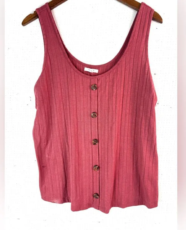 Maurices XL Y2K Ribbed Button Detail Crop Tank Too in Mauve Pink Tank Top - Image 6