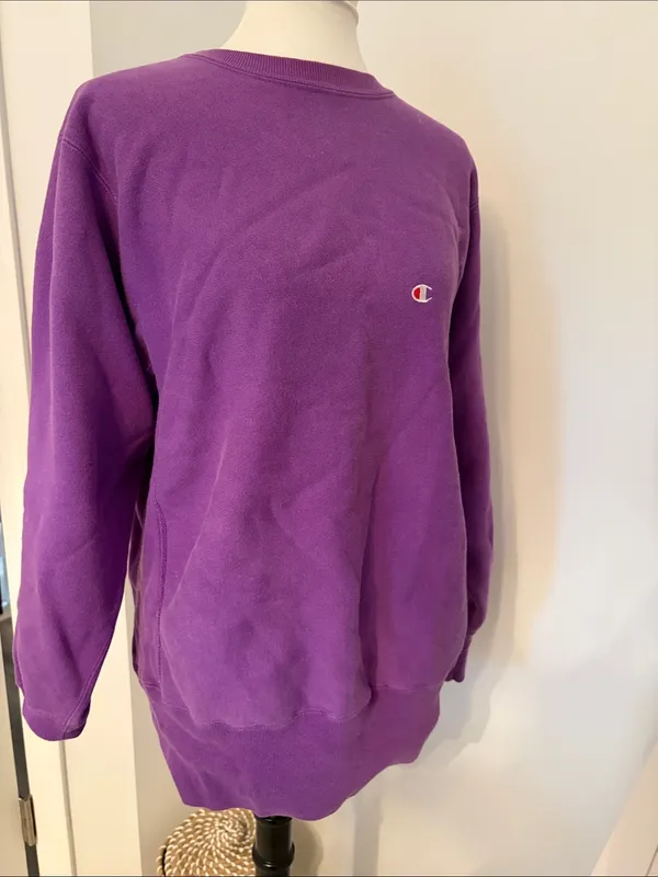 💜😍🔥 Most Amazing Vintage Oversized Champion Purple Crewneck Sweatshirt - Image 3