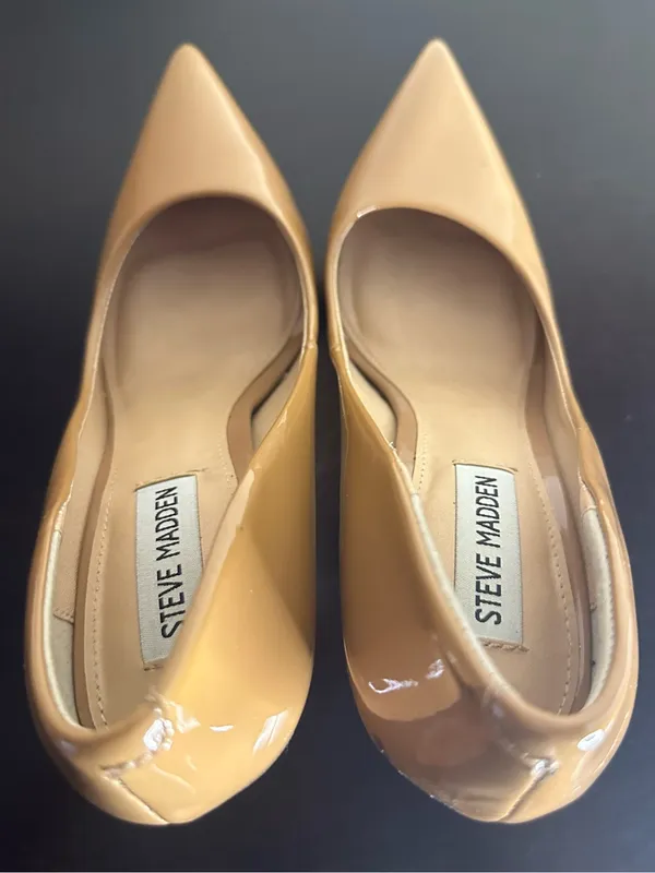 Steve Madden Vala Camel Patent Pointed-Toe Pumps - Image 9