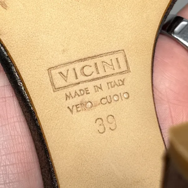 Giuseppe Zanotti Vicini Vintage Y2K Metallic Leather Block Heel Sandals 2000s 39 - Image 12