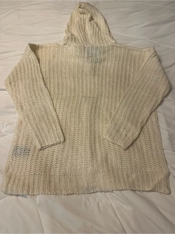 Culture Couture Cream Knit Zip-Up Hooded Sweater - NWT - Size XS (oversized) - Image 4