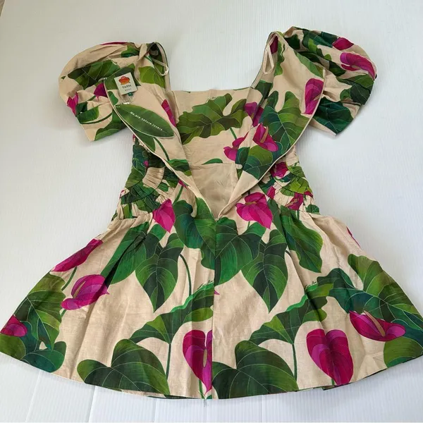 Farm Rio NWT Anthurium Leaves Dress Sand, M - Image 11
