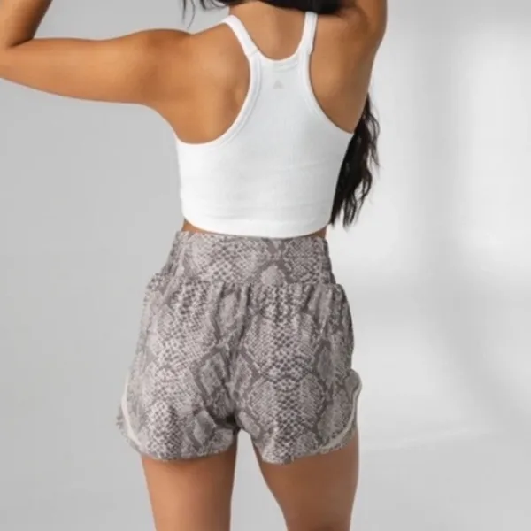 Vitality Balance Athletica M High Rise Breeze Shorts Gray Snake Print Lined Run - Image 6