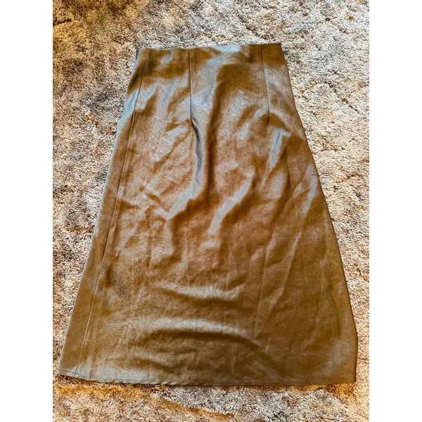 Rachel Zoe Liquid Satin Animal Print Jacquard Midi Slip Skirt Neutral Bronze - Image 5