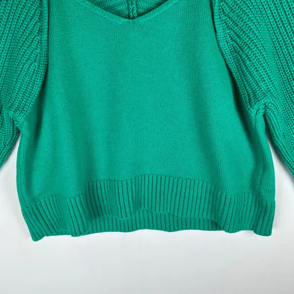 ba&sh Lady Pullover Emerald Green Wool Cotton Layered Knit Sweater US 6 - Image 4