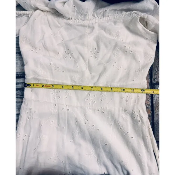 Zara eyelet off shoulder ivory midi cottage women’s dress smocked runs small* - Image 3
