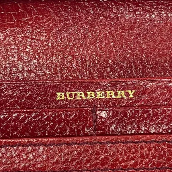 Burberry Bordeaux Leather Bifold Long Wallet w/ Nova Check Interior - Preowned - Image 9