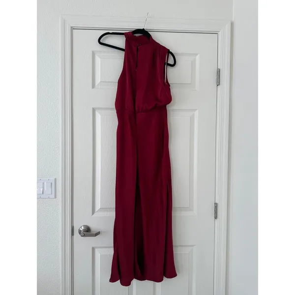 Lulus Wine Red Asymmetrical Satin Gown - Image 2