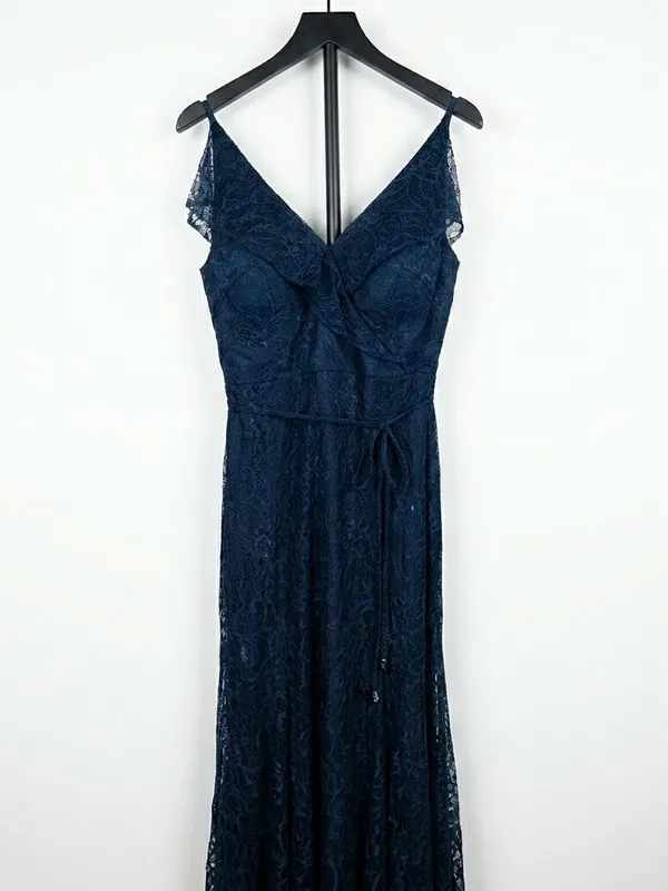 JENNY YOO Women’s Bridesmaid V-Neck Style JY519 Florentine Lace Navy Size S - Image 5