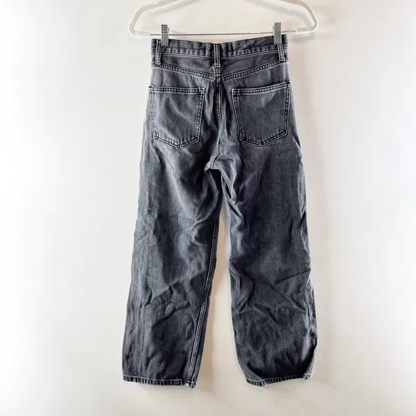 MNG Mango Gabriela High Rise Button Fly Straight Leg Cropped Jeans Black 2 - Image 5
