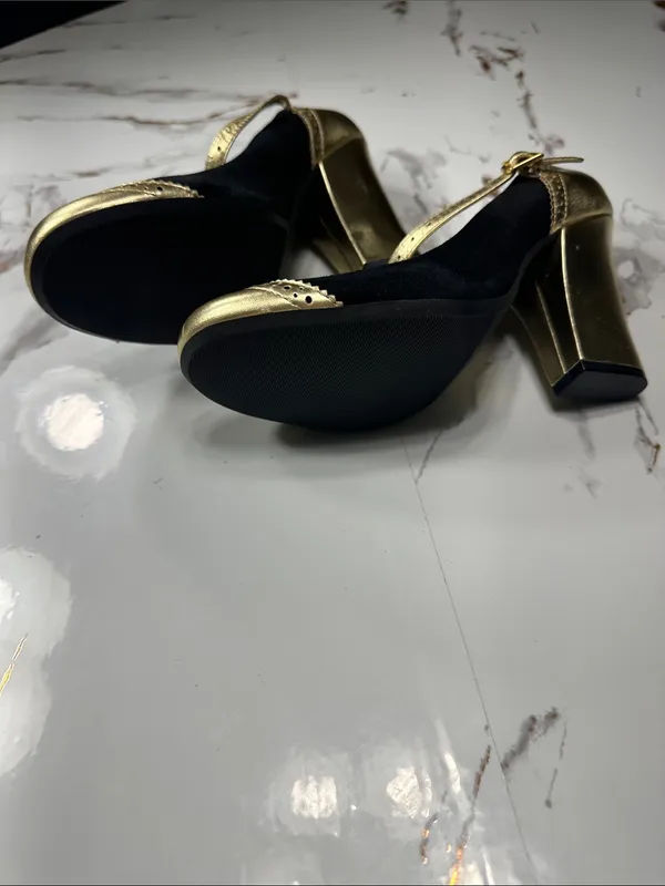 Coach Gold and Black Mary Jane Heels - Image 14