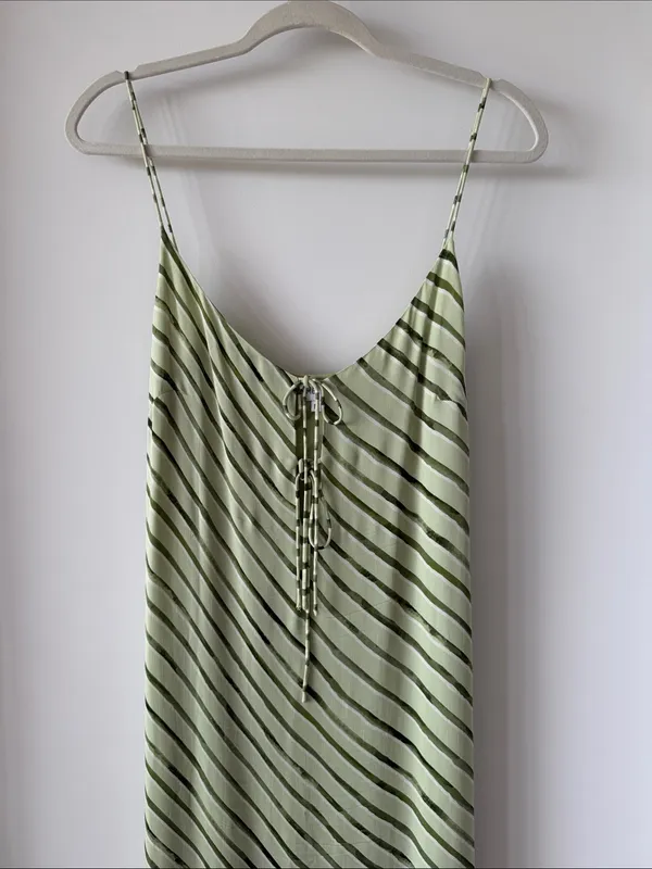 Summer Away Green Striped Slip Dress - Lightweight Summer Maxi - Image 2
