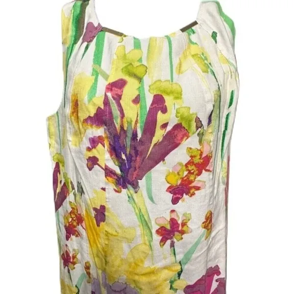 Calvin Klein Womens Multicolor Floral Sleeveless Back‎ Zip Sheath Dress SZ 14 - Image 6