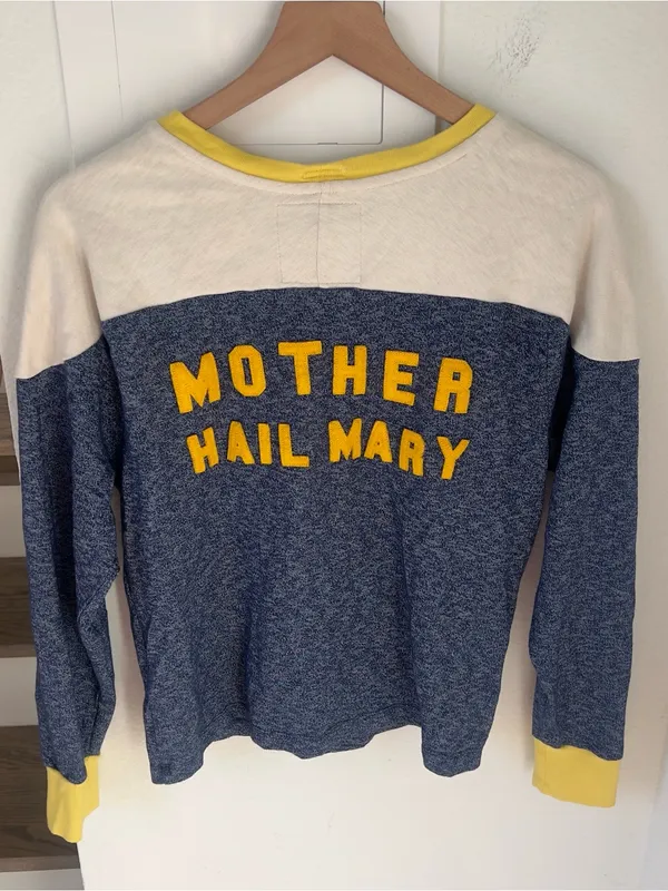 MOTHER Take That Hail Mary The Long Sleeve Cap Outfielder Sweatshirt in Blue - Image 4