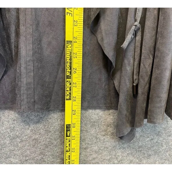 KUT FROM THE KLOTH Dianne Jacket Women Large Gray Faux Suede Drape Front Cinch‎ - Image 9