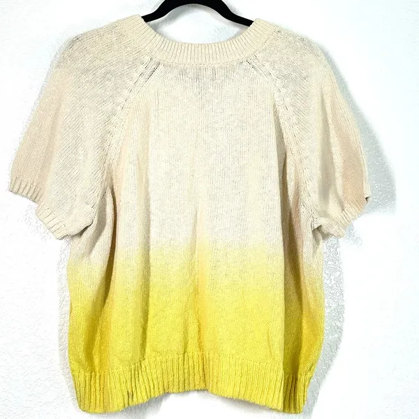 L Madewell Dip-Dye Raglan Sweater Tee Knit Top yellow short raglan sleeves - Image 3