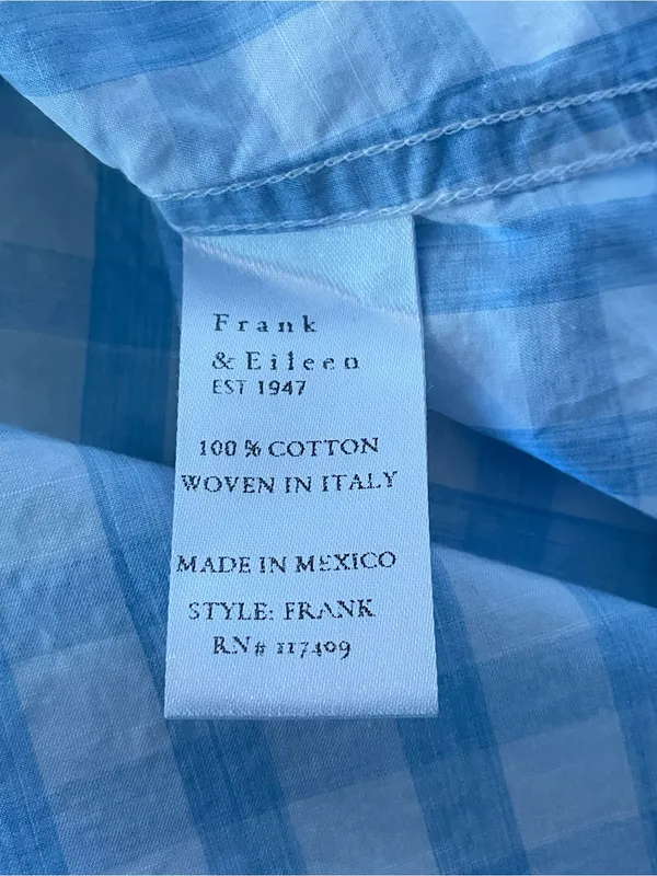 Frank & Eileen Frank Blue White Gingham Cotton Button Up Preppy Casual Shirt XXS - Image 5