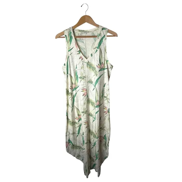 Z Supply Reverie Dress Women Large White Birds Of Paradise Floral Midi Tropical - Image 2