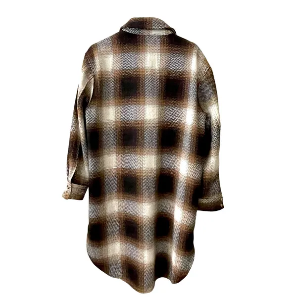 New Sweet Lovely by Jen Long Button Up Plaid Shacket M Brown Size M - Image 9