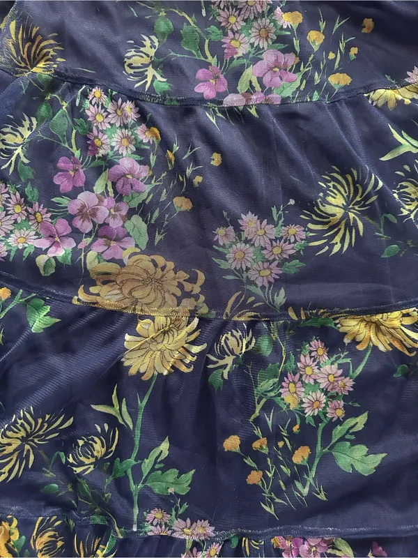 Lovely Grace Floral Tiered Maxi Dress Blue Size 3X Sleeveless Mesh Overlay Boho - Image 7