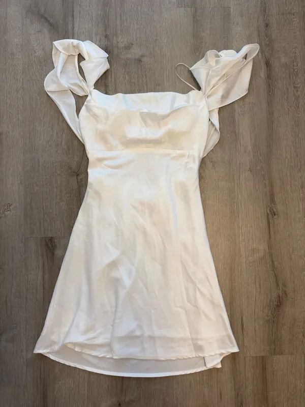 Isabelle's Cabinet White Satin Mini Dress - Image 4