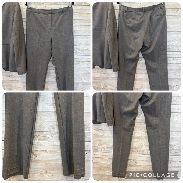 Antonio Melani Womens Pant Suit 2 Piece Gray 3 Button Raw Hem Trouser Topstitch - Image 5