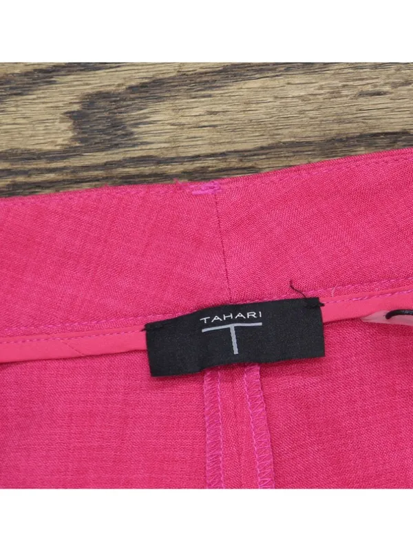 T Tahari Womens High Rise Wide-Leg Pants Ankle THF52002 Tulip Pink 8 - Image 3