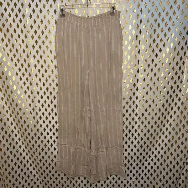 Boho chic beach pants nude flowy coverup linen style pool wide leg size L - Image 2