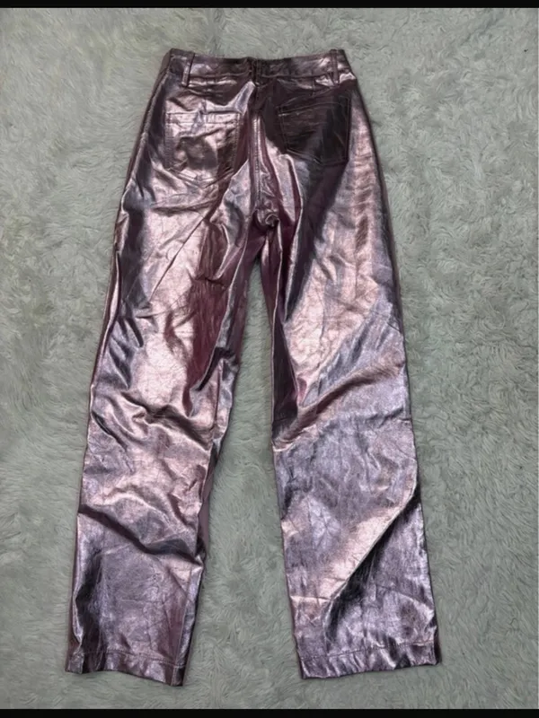 12th Tribe Aimmia Metallic Pink Straight Leg Pants - Image 6