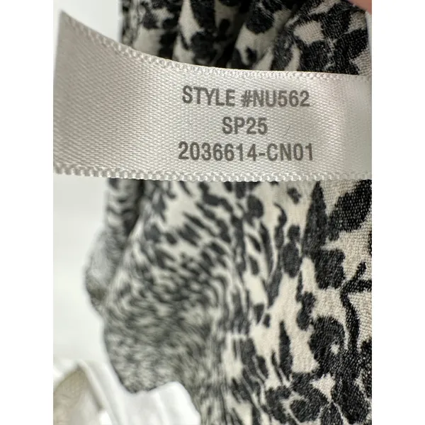 Madewell Black White Abstract Petal Smocked Tie Strap Midi Dress 8 Cottagecore - Image 9