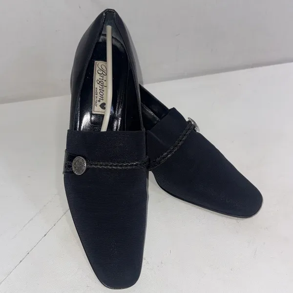 Vintage Y2K Brighton Quincy Black Italy Mesh Braided‎ Leather Closed Toe Heels 9 - Image 12