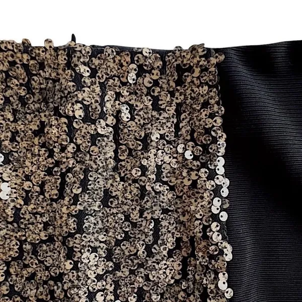 Lush Panel‎ Mini Skirt high-low hemline Women's Large Black Gold Sequin - Image 4