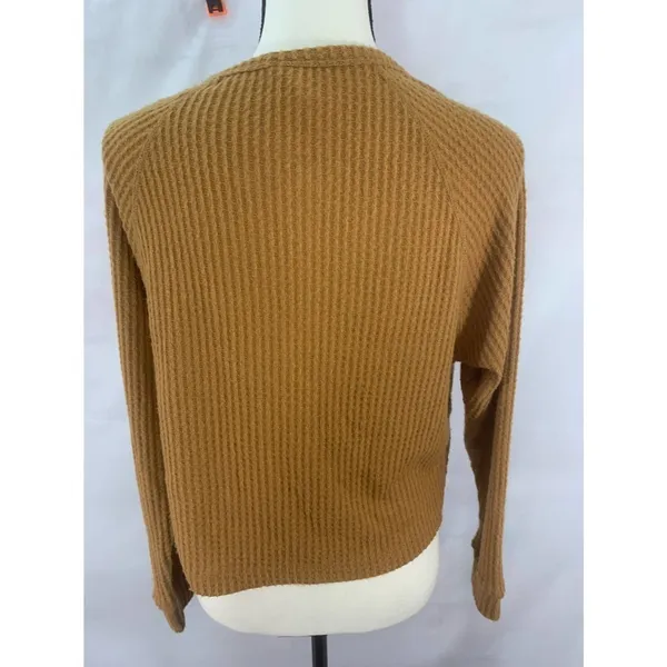NWT | Women’s Abound Waffle Knit‎ Long Sleeve Henley Cropped Sweater - Image 2