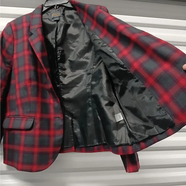 Pendleton Wool Blazer Womens 16 Red Plaid Jacket Office Career Old Money Preppy - Image 6
