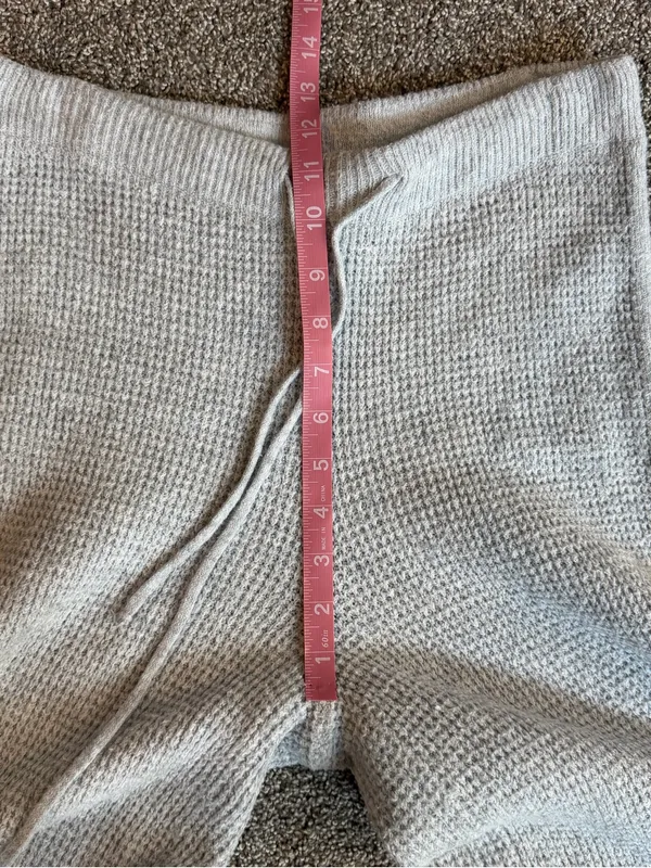 Aerie Gray Waffle Knit Wide Leg Lounge Pants Drawstring Size Small - Image 7
