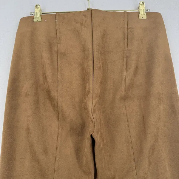 Rafaella Comfort Faux Suede Pants Women L Brown High Rise Straight Leg Stretch - Image 4