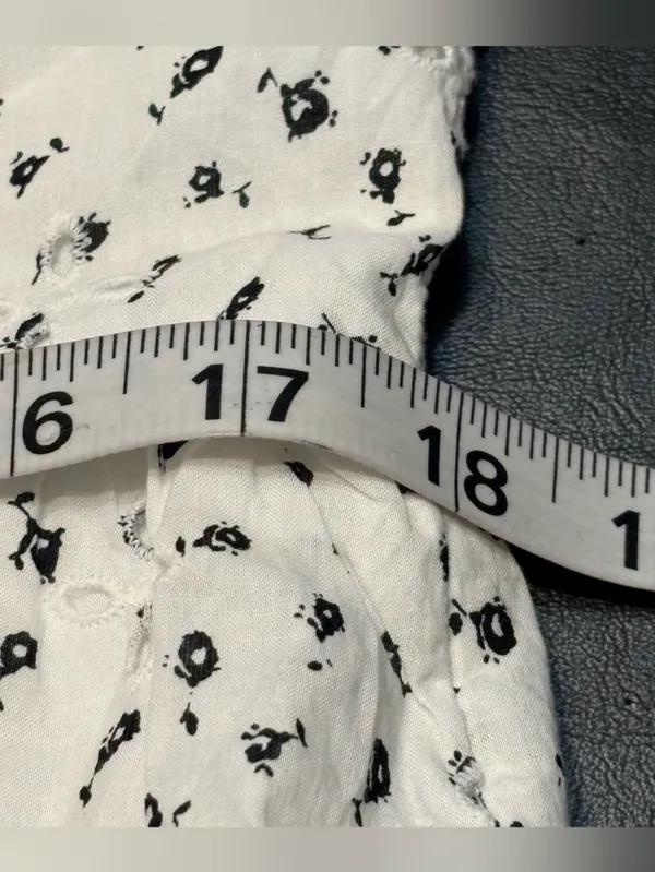 LOFT NWT White Mini Dress with Black Floral Print size 6 v-neck, ruffle sleeves - Image 13