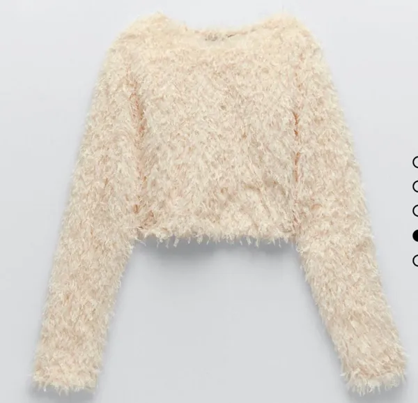 Zara Cream Feather Effect Sweatshirt Sweater Top - Image 11
