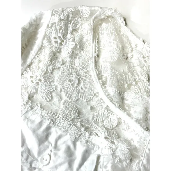 Mur Mur Anthropologie White Burnout Lace Yoke Button Front Top Sheer Size Small - Image 9