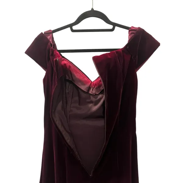 Vintage 90s NWOT Scott McClintock Velvet Size 10 Prom Maxi Dress Burgundy Formal - Image 8