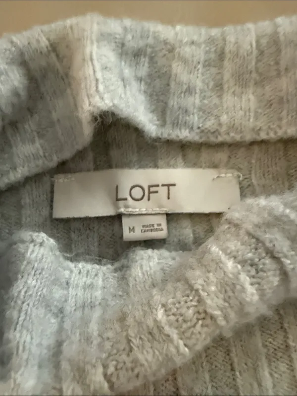 LOFT Light Gray Ribbed Turtleneck Sweater - Image 4