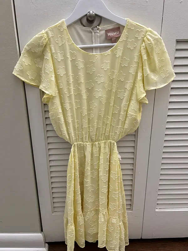 Show Me Your Mumu Merritt Dress Women’s Cut-Out Yellow Floral Medium - Image 3