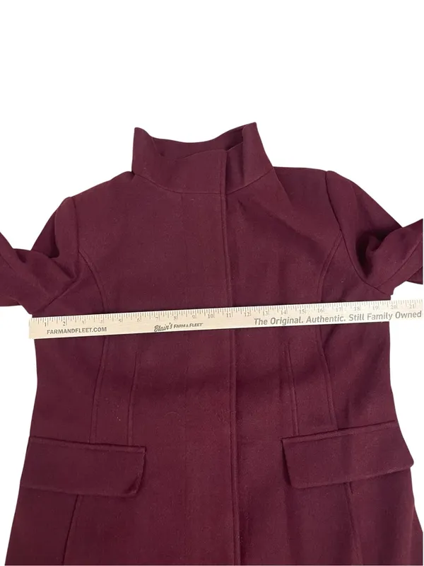 Vince Camuto Tailored Full Zip Snap Closure Pea Coat - Burgundy - Image 5
