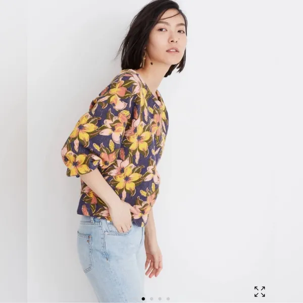Miles By Madewell Island Magnolias Jacquard Sweatshirt M - Image 2